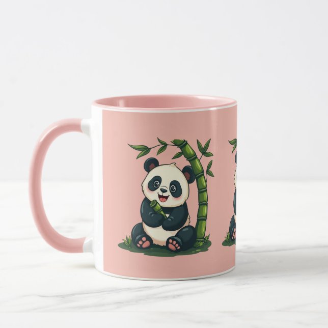 Caneca Arte de Cartoon Bonita Adorável Panda Hugging (Esquerda)