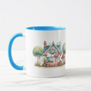 Caneca Arte de Casa de Contos de Fadas Pastel Caprichosa