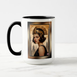 Caneca Arte de conceito de Arte Deco Damsel AI de Xzendor