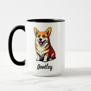 Caneca Arte de Corgi com Nome Personalizado