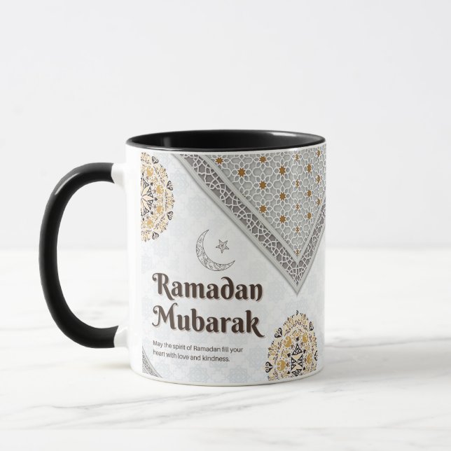 Caneca Arte de Crescente Mandala Ramadan Mubarak (Esquerda)