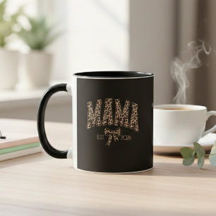 Caneca Arte de declaração de maternidade Leopard Mama Var