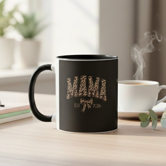Caneca Arte de declaração de maternidade Leopard Mama Var (Criador carregado)