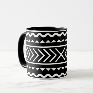 Caneca Arte de design padrão preto e branco