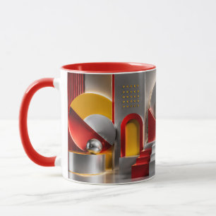 Caneca Arte de Esferas Metálicas de Abstração Geométrica
