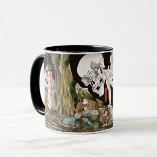 Caneca Arte de Esqueleto Espetacular Ukiyo-e Vintage Kuni