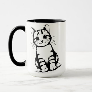 Caneca Arte de Gato Preto e Branco