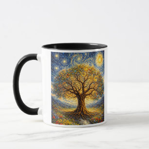 Caneca arte de geometria sagrada árvore