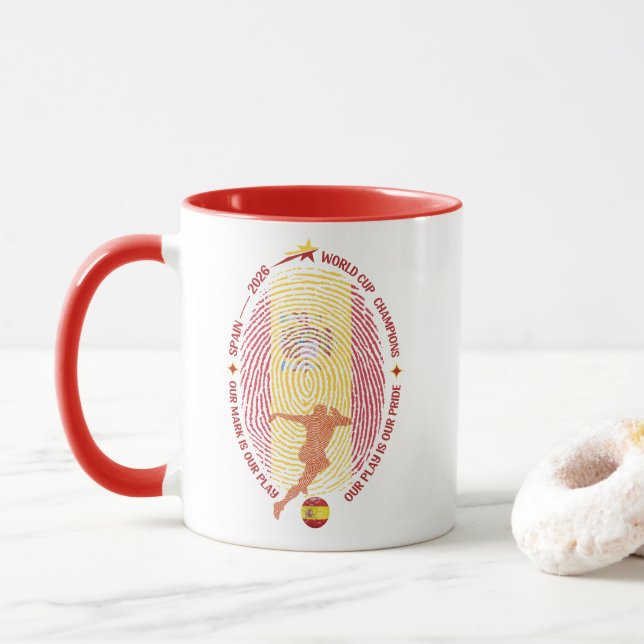 Caneca Arte de Impressão Digital de Fã de Futebol da Espa (Com Donut)