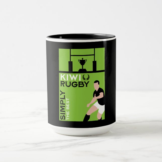Caneca Arte de Jogadores de Rugby da NZ Kiwi (Centro)