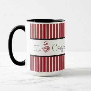 Caneca Arte de Letra Eu Amo Café