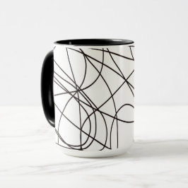 Caneca Arte de linhas brancas e pretas