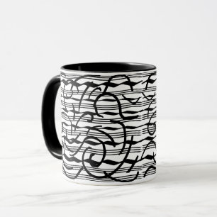 Caneca arte de linhas pretas abstrato