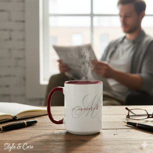 Caneca Arte de Monograma de Nome Personalizado com Estilo