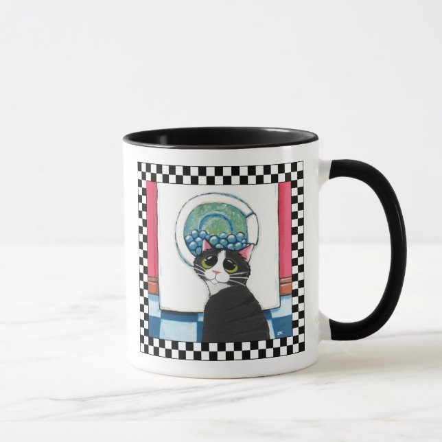 Caneca Arte de observação do gato da máquina de lavar | (Direita)