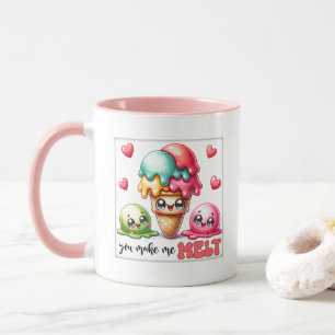 Caneca Arte de palavra de amor de sorvete fofo