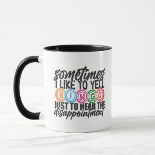 Caneca Arte de palavra gritando Bingo engraçado 