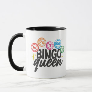 Caneca Arte de palavras da Rainha do Bingo Divertida 
