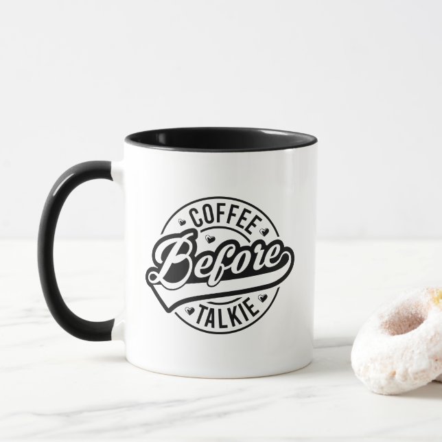 Caneca Arte de palavras engraçadas sobre café (Com Donut)