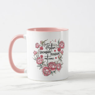 Caneca Arte de palavras inspiradoras fofas pensamentos po