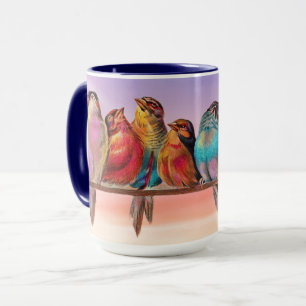 Caneca Arte de Pássaro Doce na Taça de Mug