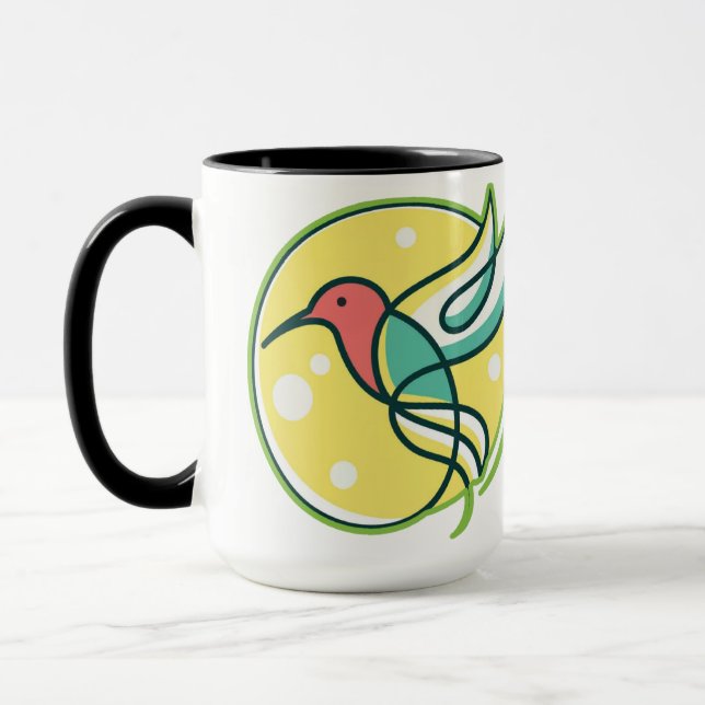 Caneca Arte de Pássaro Moderno em Linha (Esquerda)
