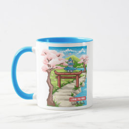 Caneca Arte de Pixel do Flor de Cereja Japonês