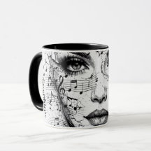 Arte de Rosto de Partitura de Música Personalizada