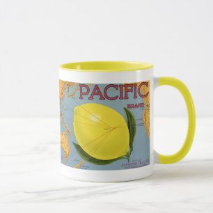 Caneca Arte de rótulo de caixa de frutas vintage Limão Pa