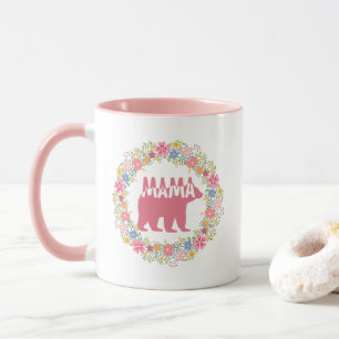 Caneca Arte de Silhueta da Mamãe Urso Colorida
