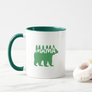 Caneca Arte de Silhueta da Mamãe Urso Colorida
