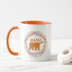 Caneca Arte de Silhueta da Mamãe Urso Colorida