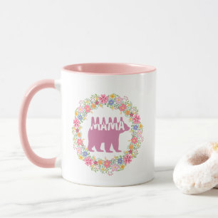 Caneca Arte de Silhueta da Mamãe Urso Colorida