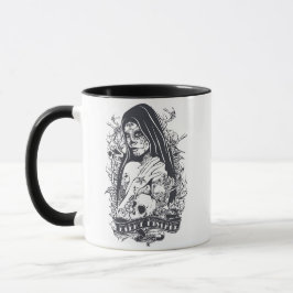 Caneca Arte de Tatuagem de Mulher com Caveira Açucarada G