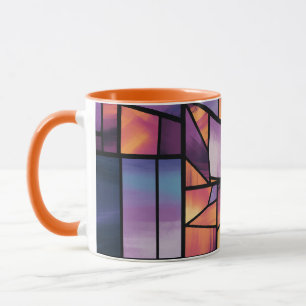 Caneca Arte de Vidro Geométrica Manchada Vibrada