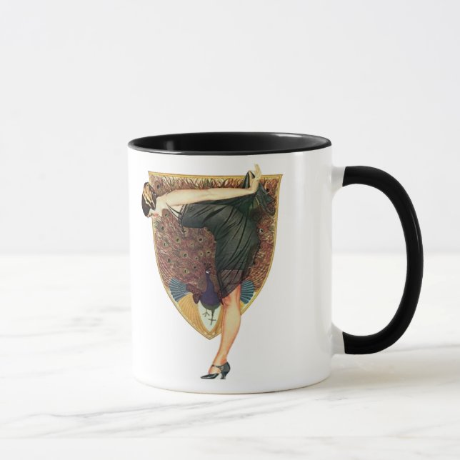 Caneca Arte Deco Antigo com Flapper e Pavão  (Direita)