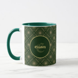 Caneca Arte Deco Pessoal Glam Dourado Verde & Dourado