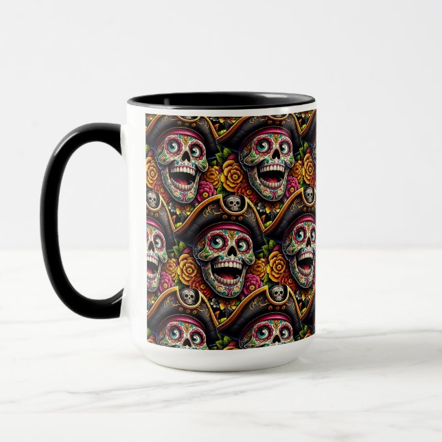 Caneca Arte do Crânio do Açúcar - Crânio Pirata (Esquerda)