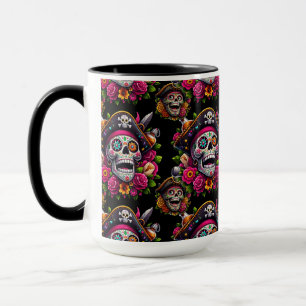 Caneca Arte do Crânio do Açúcar - Crânio Pirata do Jolly