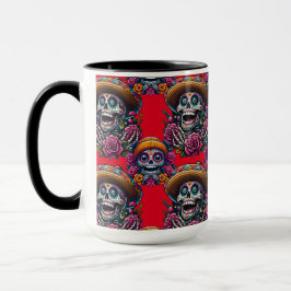 Caneca Arte do Crânio do Açúcar - Dia Vibrante dos Mortos