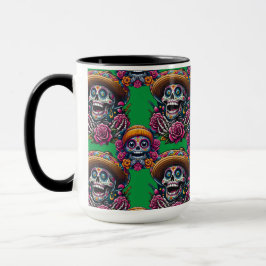 Caneca Arte do Crânio do Açúcar - Dia Vibrante dos Mortos