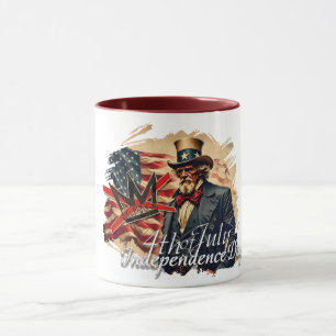 Caneca Arte do Dia da Independência do Tio Sam Sem Reis
