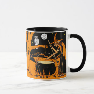 Caneca Arte do Dia das Bruxas do vintage