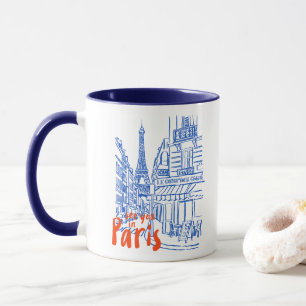 Caneca Arte do esboço na rua Paris