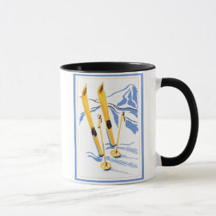 Caneca Arte do esqui do vintage