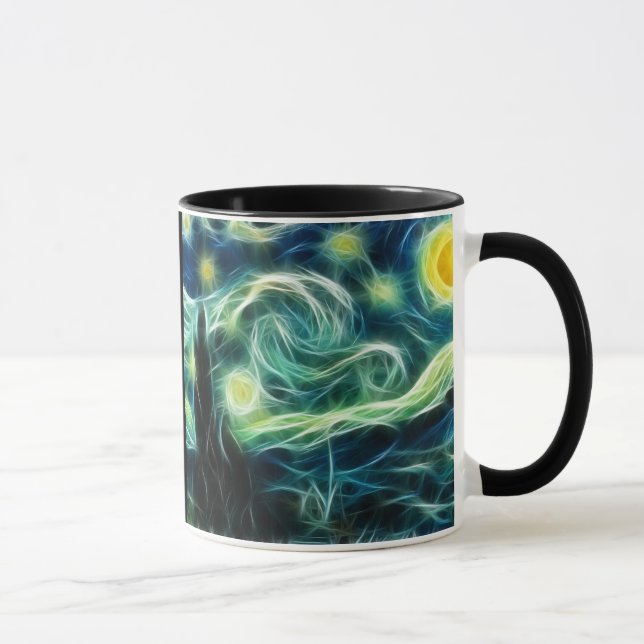 Caneca Arte do Fractal de Van Gogh da noite estrelado (Direita)