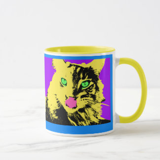 Caneca arte do gato do pop