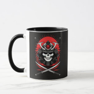 Caneca Arte do Guerreiro Samurai Crânio Sol Nascente