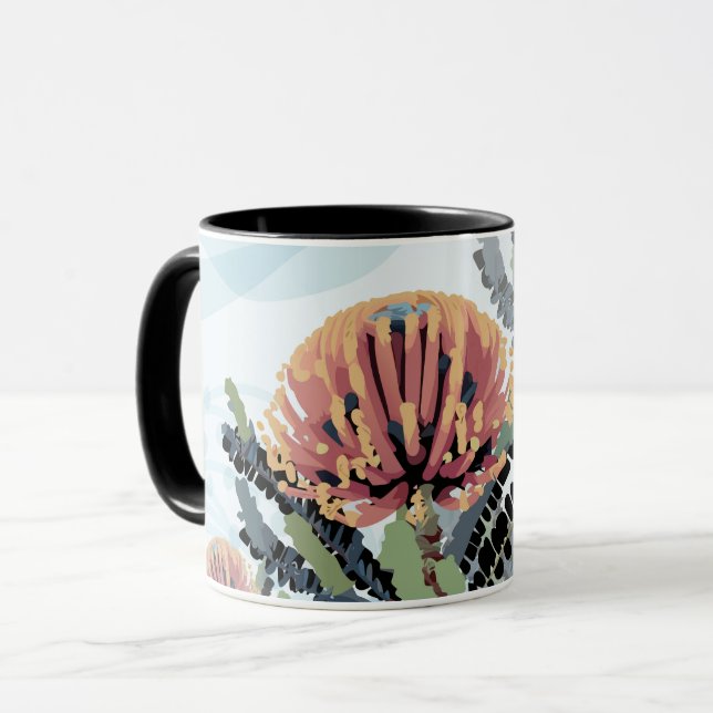 Caneca Arte do Libélula Flor de Banksia (Frente Esquerda)