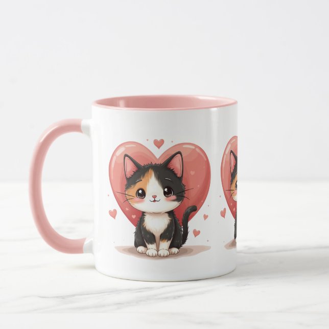 Caneca Arte do Namorados Kawaii, Cute Calico (Esquerda)